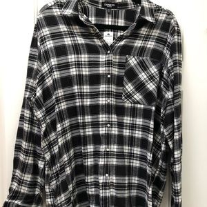 Express Plaid Boyfriend Flannel Shirt